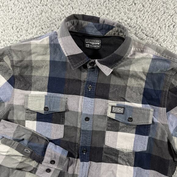 MTN OPS Shirt Mens Small Blue Gray Tamarack Tech Flannel Long Sleeve Button Up - Picture 1 of 10